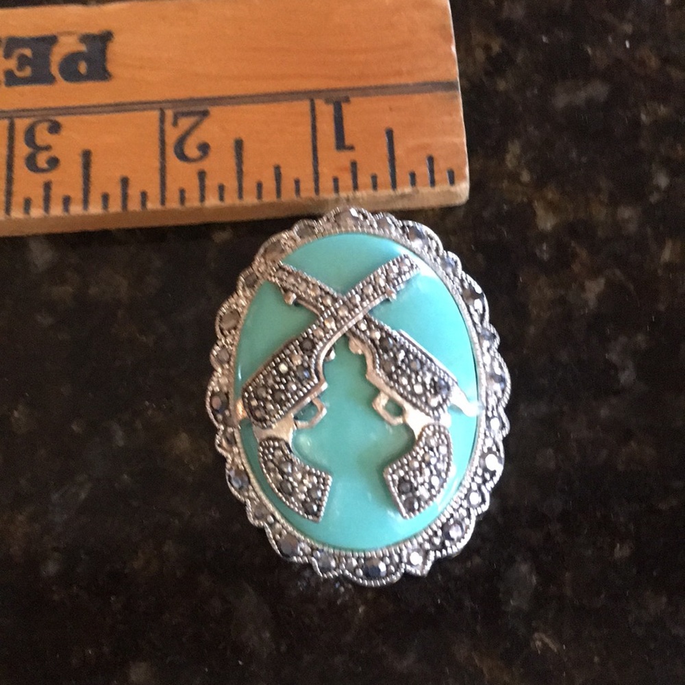 Western Rhinestone Pistols Pendant for necklace - Picture 4 of 14